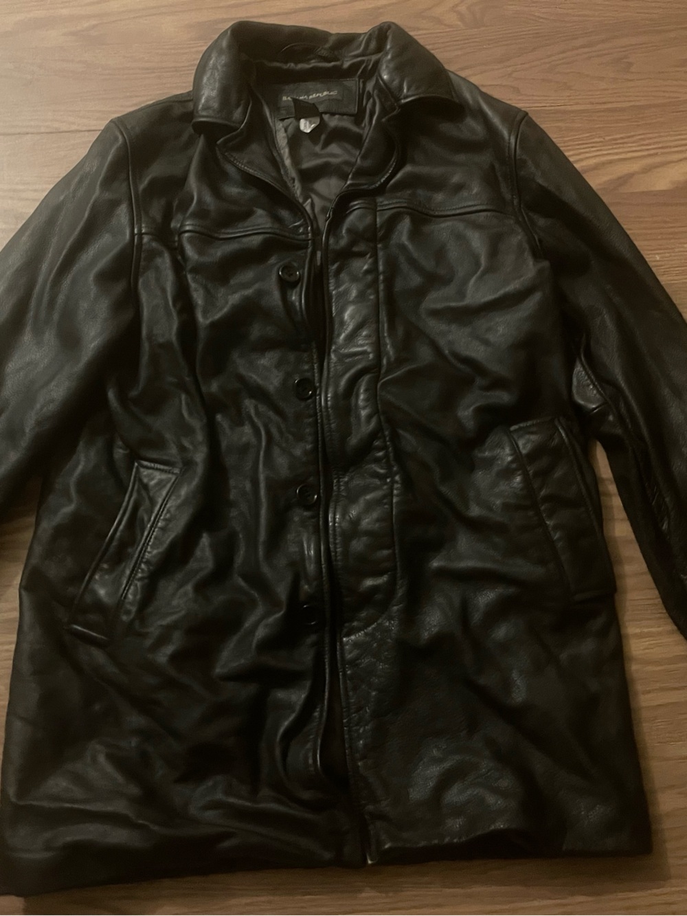 Banana Republic Black Leather Trench Coat